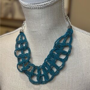 5 for $30 BRAIDED Teal Beaded Statement Necklace